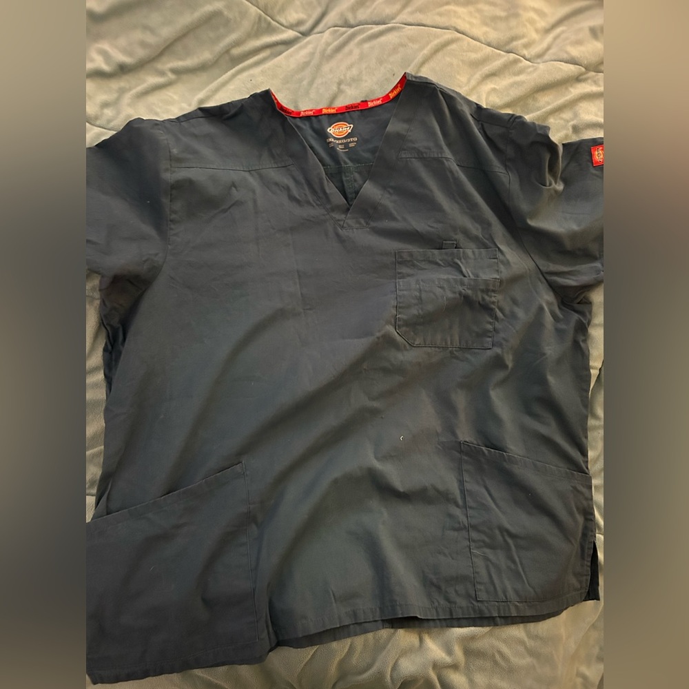 Men’s Scrub Top Dickies V-Neck in Soft Brushed Poplin Navy Blue 3XL